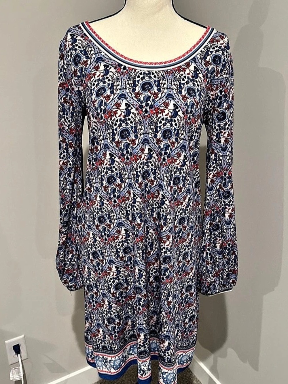 Max Studio Floral Mini Dress in Blue & Red Size Small Like New